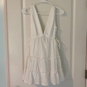 White Princess Polly Plunging V Dress